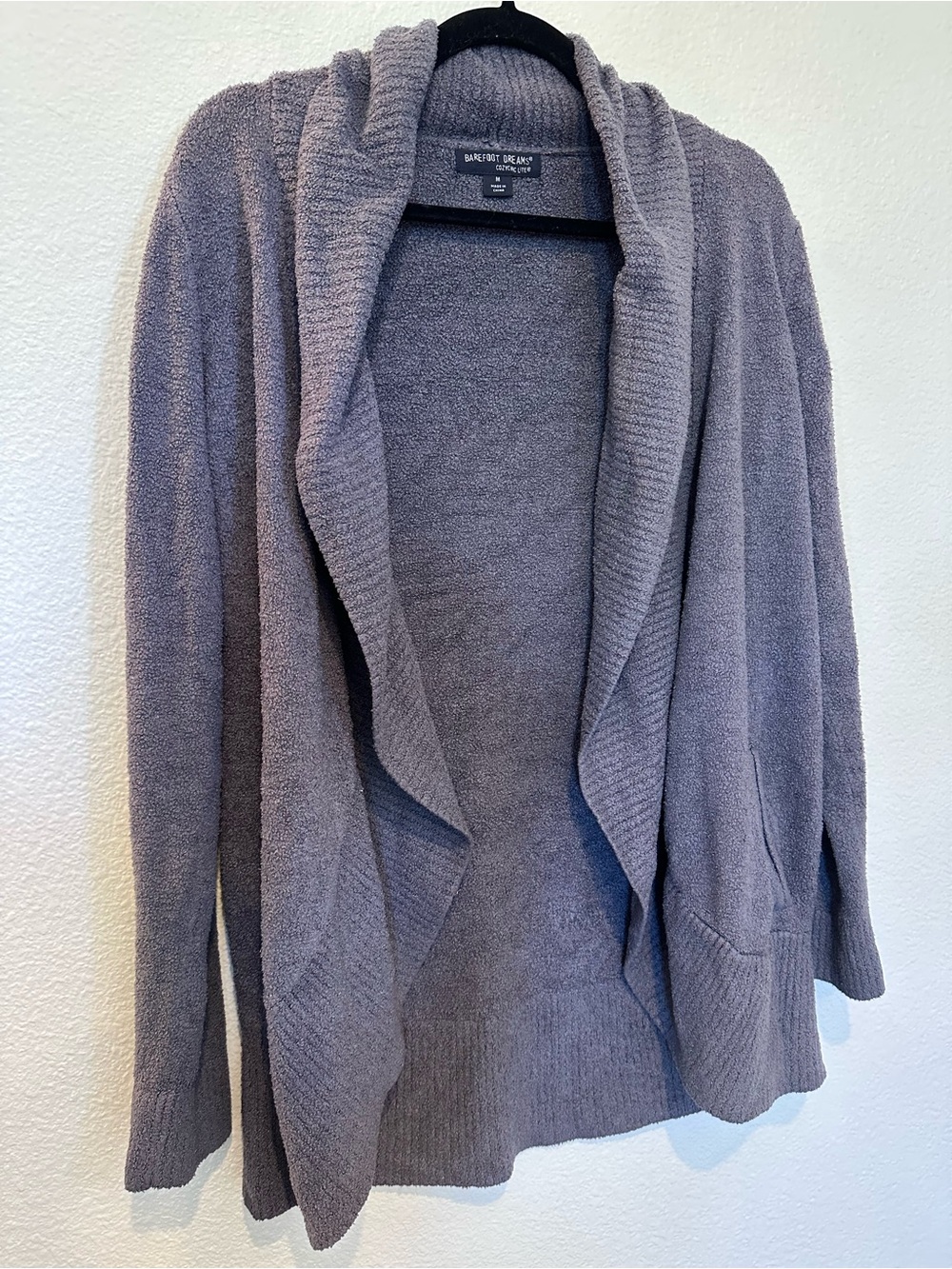 Barefoot Dreams CozyChic Lite Waterfall Cardigan Blue Gray Medium